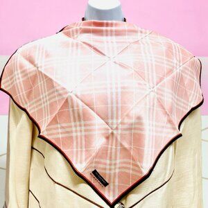 New W/Tag Burberry London  Miniscarf/handker 19" Cotton Silk Pink  PeachCheck(71
